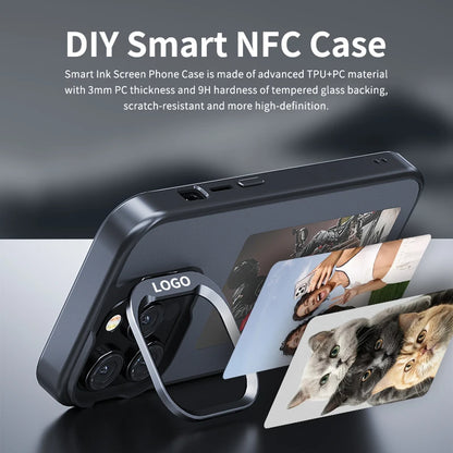 New E Ink 4.0 Inch Screen Digital Case for Iphone 16 16E 15 14 13Pro Max NFC Photo Custom Funda Mobile Back Cover with Bracket
